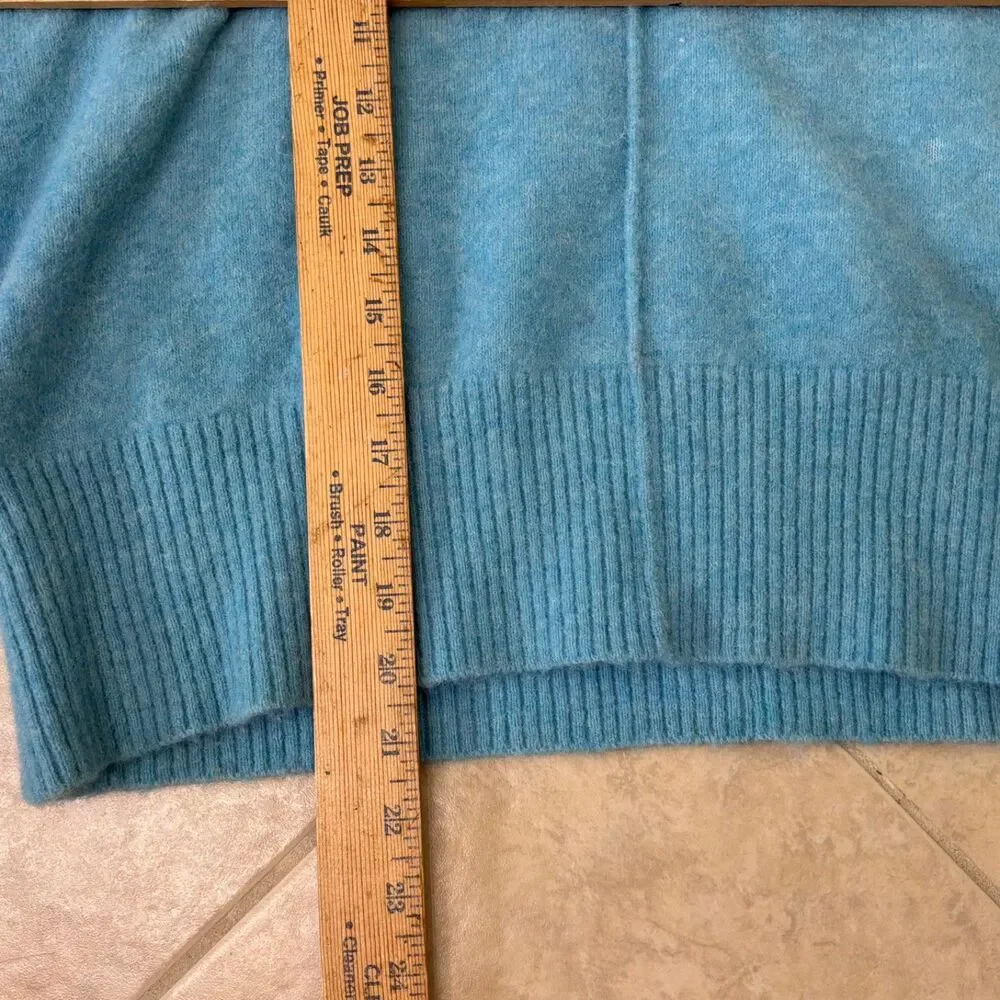 alpaca merino wool Nylon blend sweater size S Ice Blue exposed seams slouchy